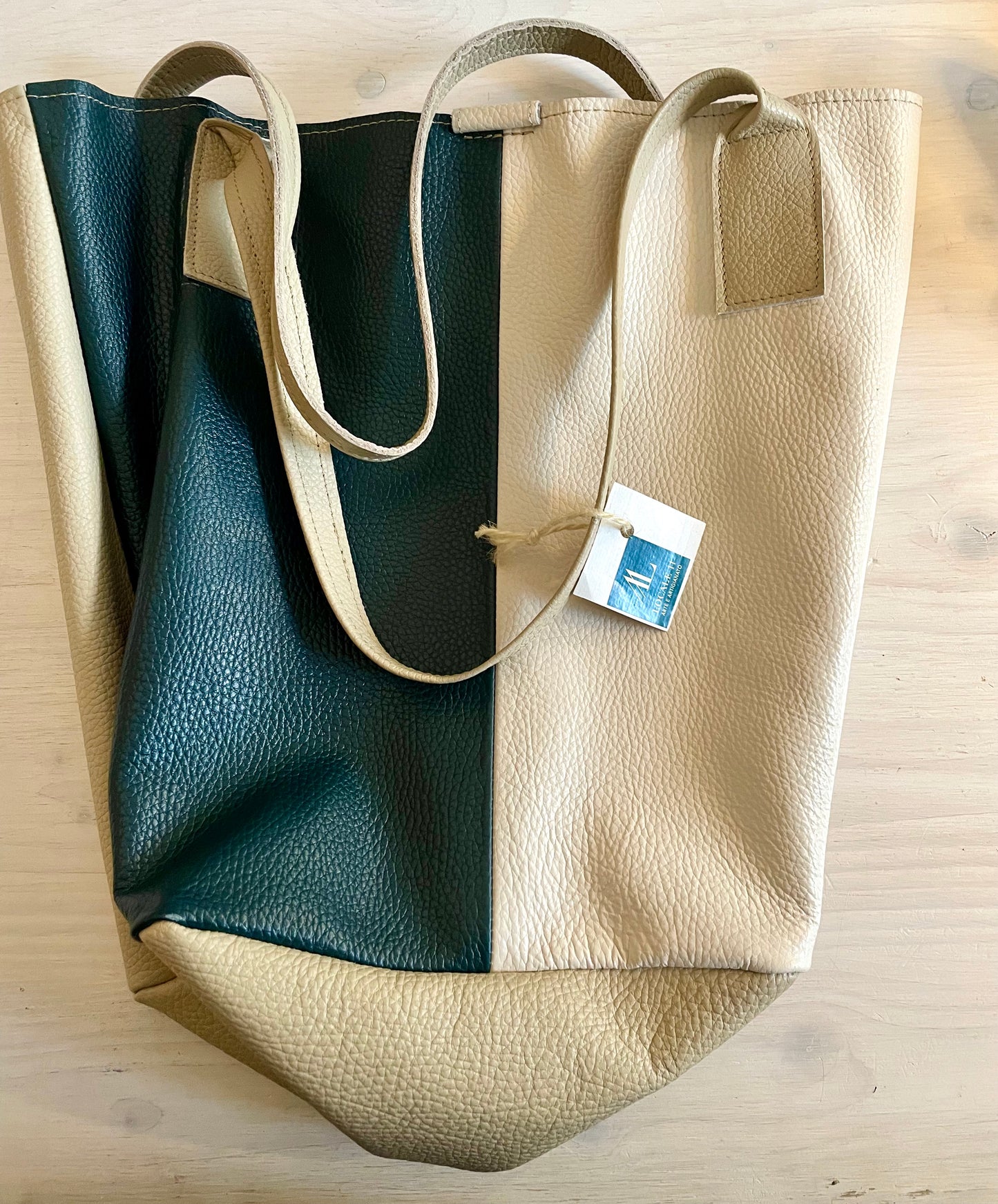 Shopper Bag bicolor in genuine leather