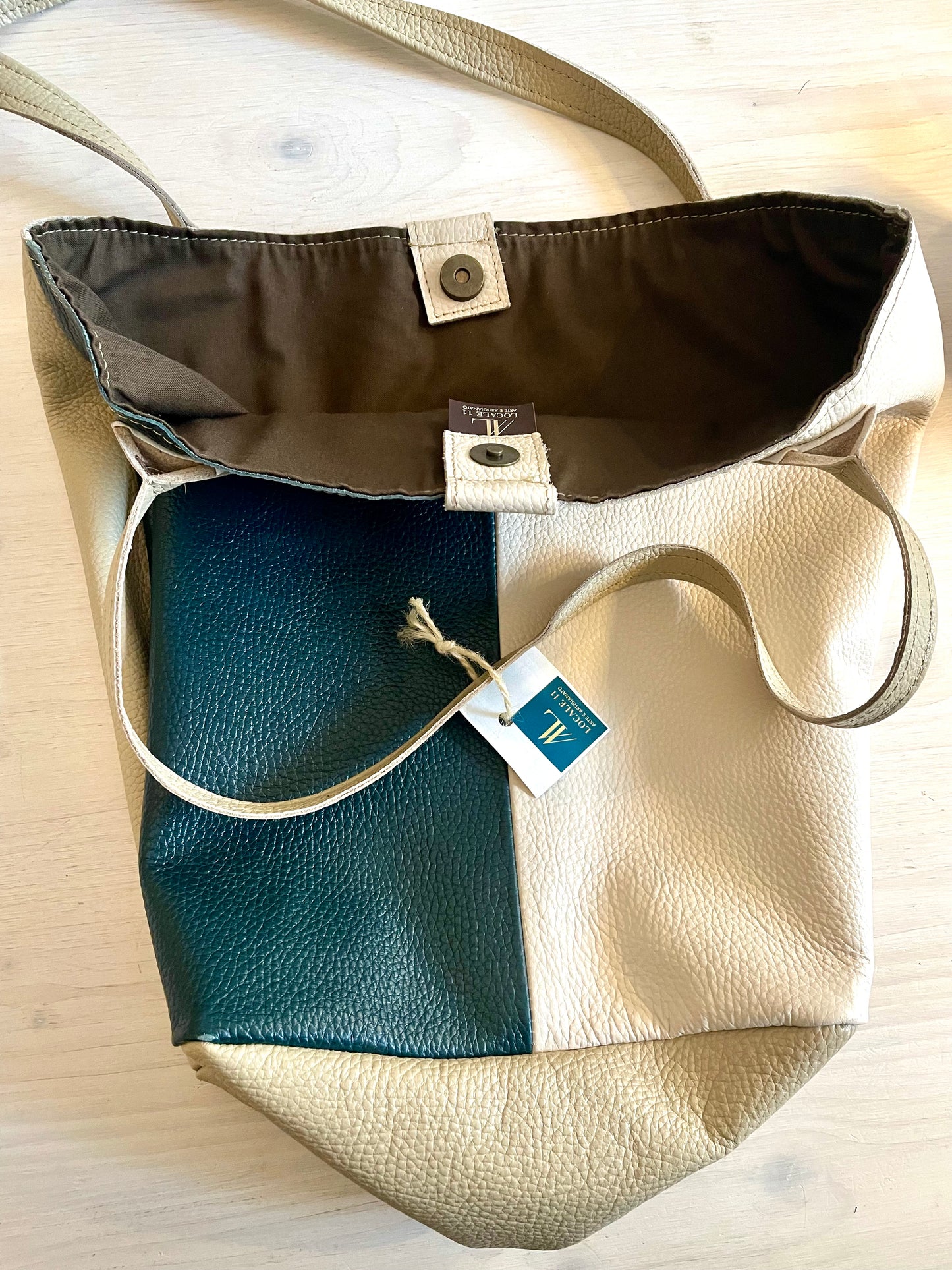 Shopper Bag bicolor in genuine leather